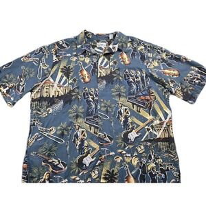 Reyn Spooner Men's XL Shirt Eddie Y Big Band Era Jazz Catalina Hawaiian Camp Art